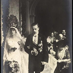 Ak King Manuel II of Portugal with Princess Augusta Victoria v. Hohenzollern (b / w photo)