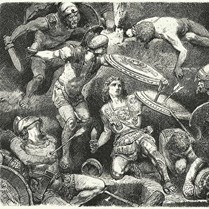 Alexander the Greats life in danger (engraving)