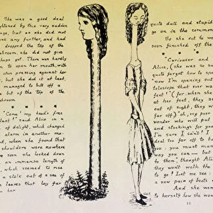 Alice on the Long Neck - Manuscript and drawings of "Alice in Wonderland"