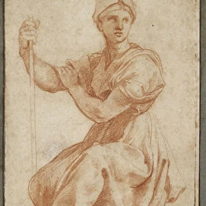 Allegorical Female Figure (red chalk on paper)