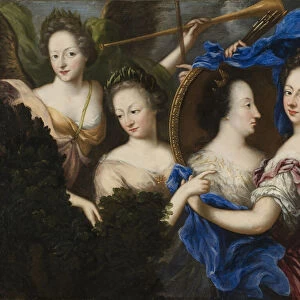 Allegory with self-portrait and profile portrait of Ulrika Eleonora the Elder, 1689 (Oil on canvas mounted on panel)