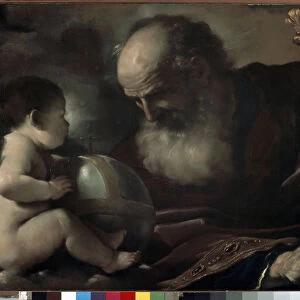 The Almighty Father with an Angel - Painting by Barbieri Giovanni Francesco called The