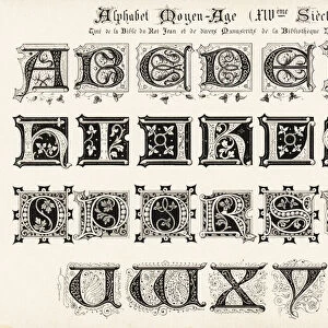 Alphabet of decorative initial letters taken from manuscripts of, 1897 (Chromolithograph)