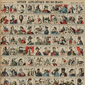 Alphabetical lottery of a hundred images (coloured engraving)