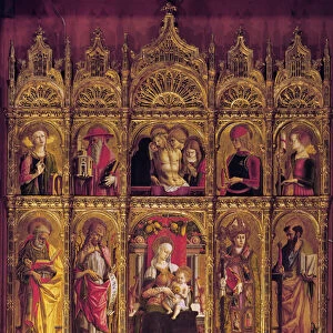 Altarpiece of St Emidio, polyptych: The Pieta and the Virgin with Child between the Saints, c