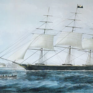 American Clipper Ship Nightingale at New York, 1854 (colour litho)