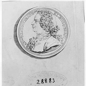Andre Cardinal Destouches, engraved from a medal of 1732, c. 1750 (engraving) (b / w photo)