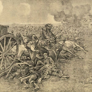 Annihilation of the Serb troops by Austro Hungarian troops (litho)