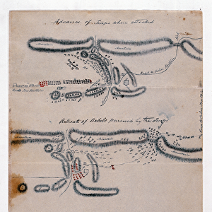 Annotated sketch map of the Battle of Boomplaats, 29 August 1848 (paper)