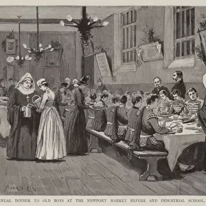 Annual Dinner to Old Boys at the Newport Market Refuge and Industrial School, Coburg Row, Westminster (engraving)
