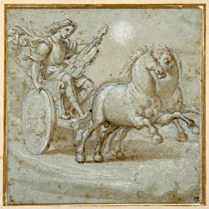 Apollo seated in his chariot with his viol (black chalk