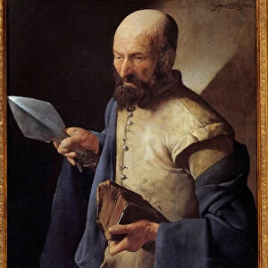 The apostle Saint Thomas Painting by Georges de la Tour (1593-1652) 17th century Sun