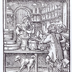 The Apothecary, published by Hartman Schopper (woodcut) (b / w photo)