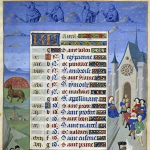 April calendar page: "The return of the pelerins"