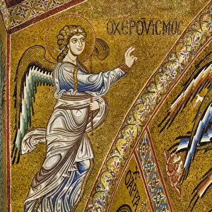 Apse: Announcing Angel, Byzantine mosaic with a golden background in the tympanum of the apse (mosaic)