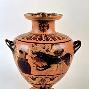 Archaic Ionian Hydria depicting Heracles Bringing Cerberus to Eurystheus, from Cerveteri