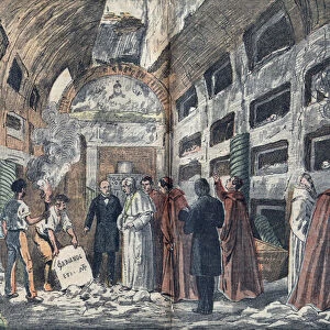 The archeologist Giovanni Battista de Rossi (1822-1894) makes Pope Pius IX visit