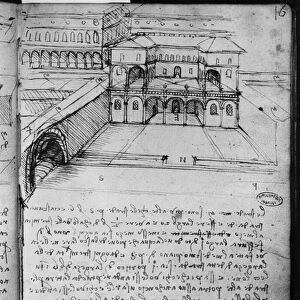 Architectural sketch for an Ideal City, fol. 16 (recto) from Paris Manuscript B