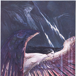 Ariel as a harpy, illustration from The Tempest, 1908 (colour litho)