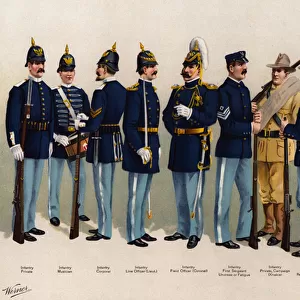 US Army, uniforms, 10 infantry figures, 1899 (colour litho)