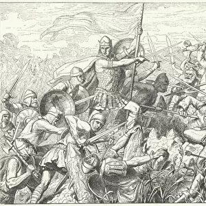Arnulf of Carinthia storming the Norman defences on the River Dyle, 891 (engraving)