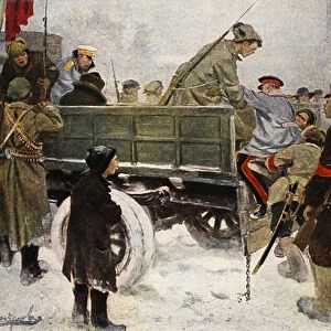Arresting Generals during the Revolution in February 1917 (colour litho)