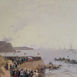 Arrival of Emperor Alexander III (1845-94) at Sevastopol, 1887 (oil on canvas)