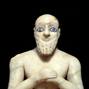 Art Mesopotamia: Statue of Intendant Ebih-il. Sculpture of albaster, shell