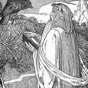 Arthurian Legend: Merlin the Enchanter Illustration by Louis Rhead (1858-1926) from "King Arthur and his knights" 1923 Private collection
