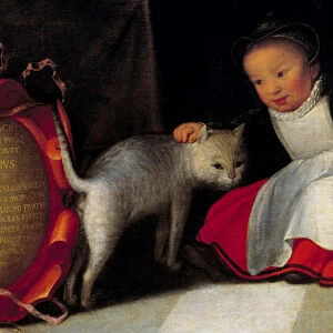 The artist and his family Detail representing the cat and the child
