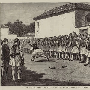 Our Artist with the Greeks, Sports in the Barracks, Athens (engraving)