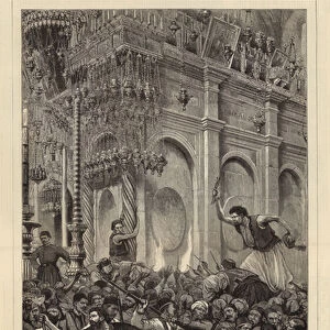 An Artists Pilgrimage to the Holy Land, VI, the Holy Fire in the Church of the Holy Sepulchre at Jerusalem during the Greek Easter (engraving)
