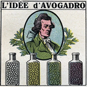 Atoms: The Idee of Amedeo Avogadro (1776-1856). Anonymous illustration from 1925