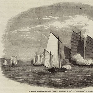 Attack on a Chinese Piratical Fleet by the Boats of HMS "Cleopatra, "in Biass Bay (engraving)