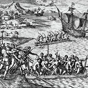 An attack by Indians, La Herradura published in 1930 (engraving)
