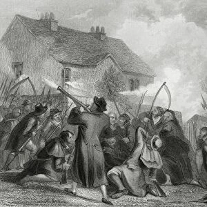 Attack on the police by the people under Smith O Brien in Ballingarry, County Tipperary