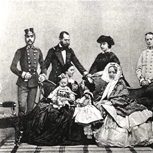 The Austrian Imperial Family, 1860 (engraving) (b / w photo)