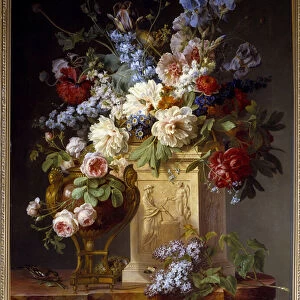 Basket and flower vase. Painting by Gerard De Spaendonck (1746-1822), 1785