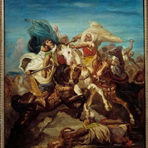 Battle of Arab Horsemen Painting by Theodore Chasseriau (1819-1856) 1856 Sun. 0, 65x0, 54 m