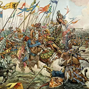 The Battle of Grandson between the Burgundians and the Swiss at Grandson