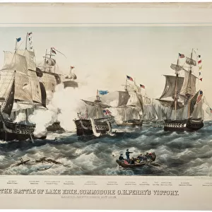 The Battle of Lake Erie, Commodore O. H. Perrys Victory, 1878 (colour litho)