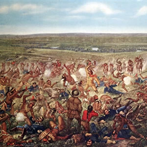 Battle of the Little Big Horn, June 1876 (colour lithograph)