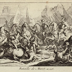 Battle of Muret, France, Albigensian Crusade, 1213 (engraving)