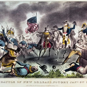 The Battle of New Orleans, 8th January 1814 (colour litho)