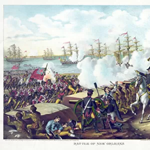 Battle of New Orleans, pub. Kurz & Allison, c. 1890 (colour litho)