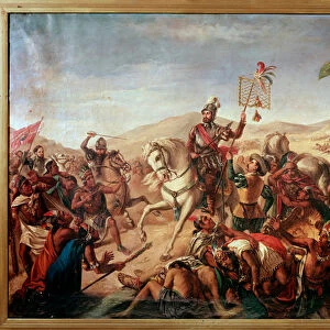 Battle of Otumba on July 7, 1520 in Mexico"(painting, 17th century)