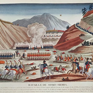 Battle of Somosierra on 30 November 1808 (colour litho)