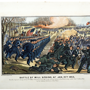 Battle of Mill Spring, Ky. Jan 19th 1862 (colour litho)