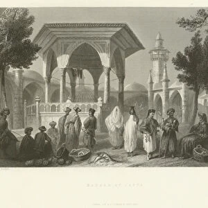 Bazaar at Jaffa, 1837 (engraving)