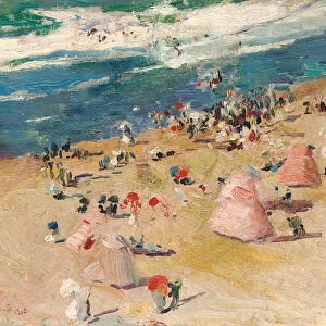 Beach at Biarritz, 1906 (oil on board)